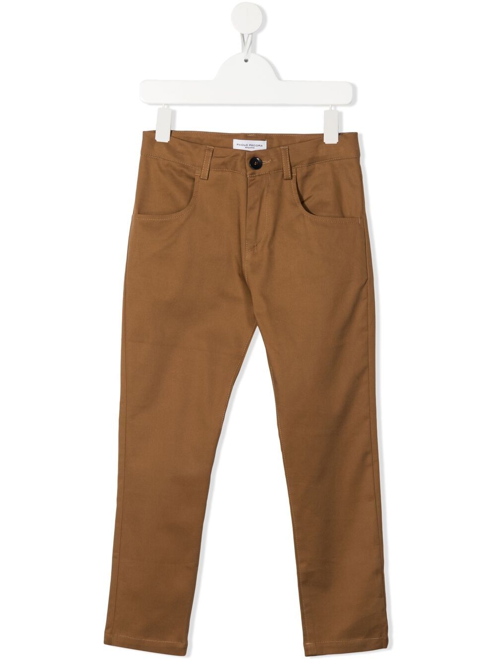 Paolo Pecora Kids' Straight-leg Cotton Chinos In Brown