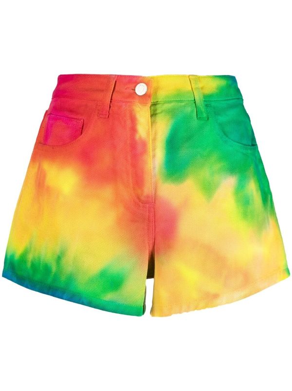 tie dye denim shorts