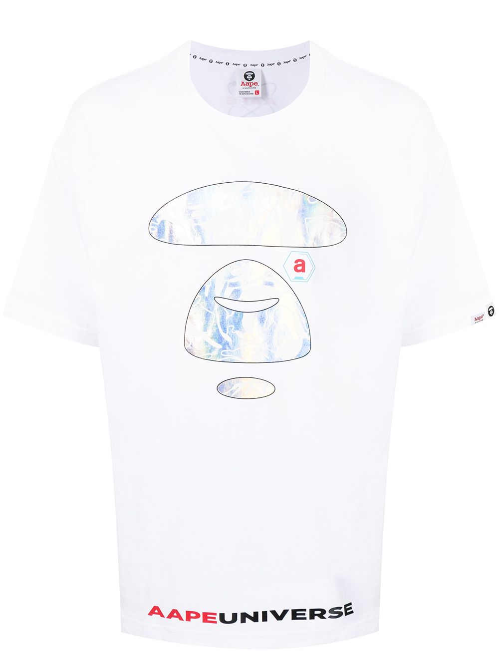 Aape By A Bathing Ape Universe Iridescent Print T-shirt In White
