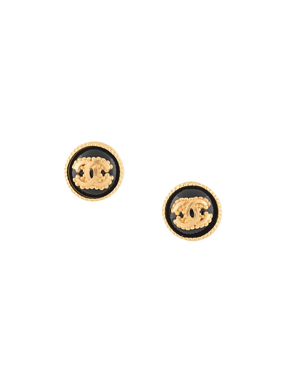 Pre-owned Chanel 1996 Cc Button Earrings In Gold