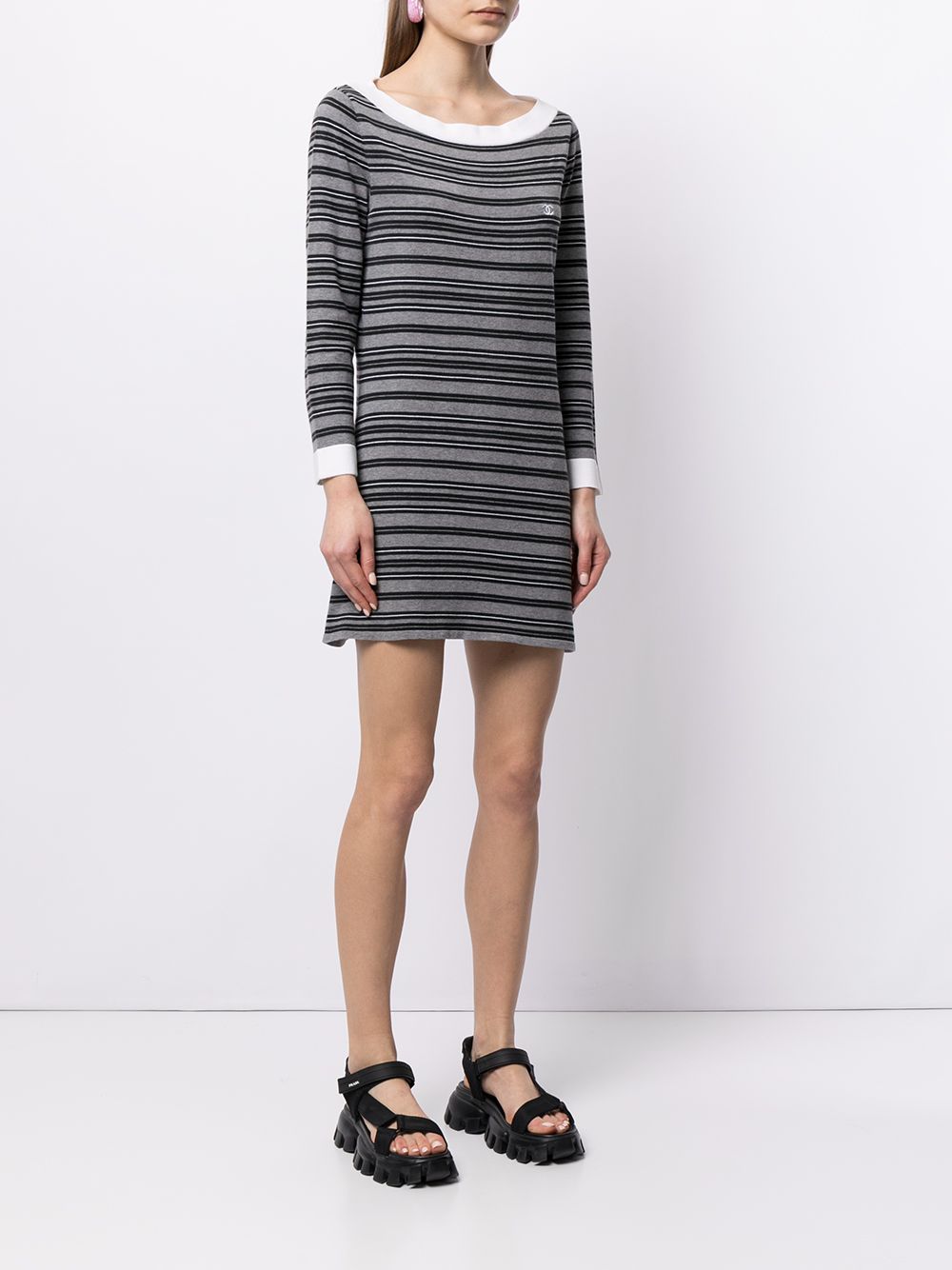 CHANEL Pre-Owned 2007 long-sleeved Striped Minidress - Farfetch