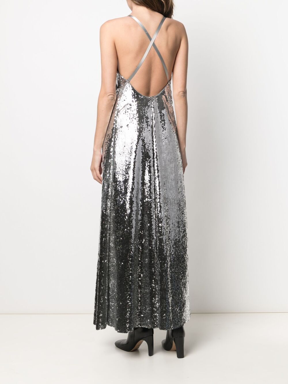 Shop Junya Watanabe Metallic-effect Sequinned Maxi Dress In Silver