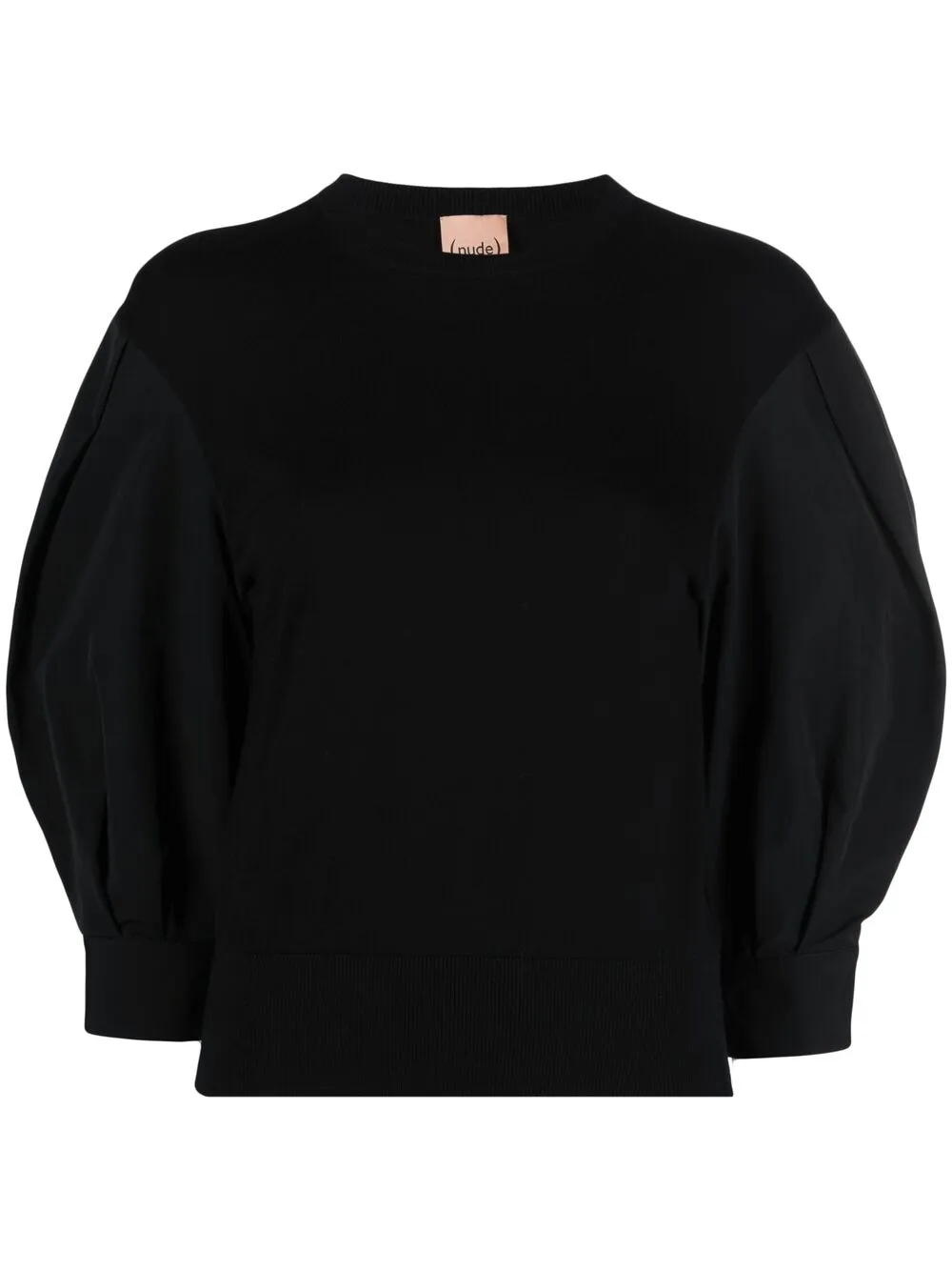 

Nude contrast balloon-sleeves blouse - Black