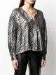 Nude zebra-print balloon-sleeves shirt