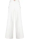 Nude high-waisted button-detail denim trousers - White