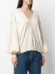 Nude embroidered-edge V-neck jumper