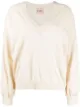 Image 1 of Nude embroidered-edge V-neck jumper