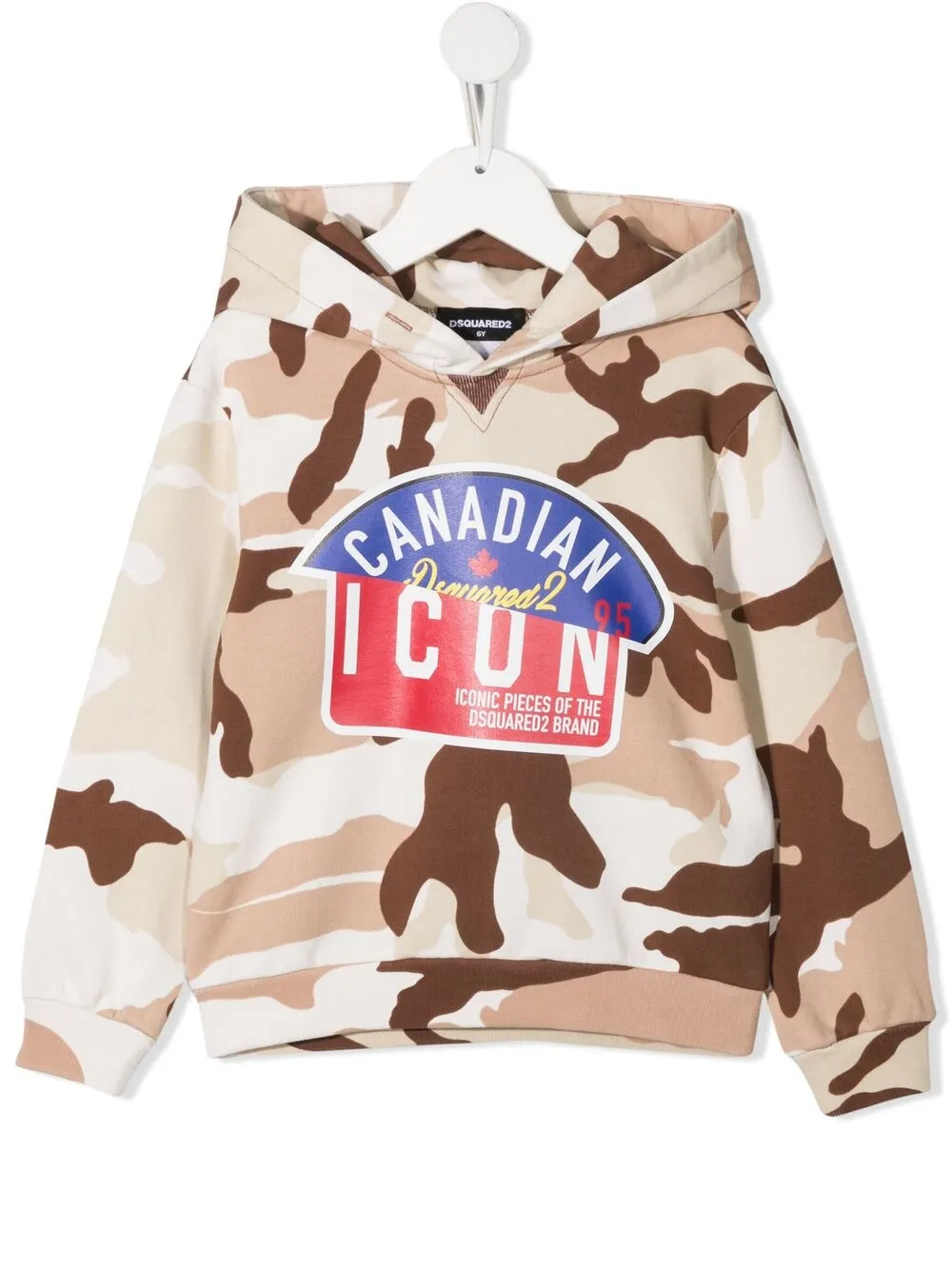 Dsquared2 Kids' Icon Camouflage-print Hoodie In Brown