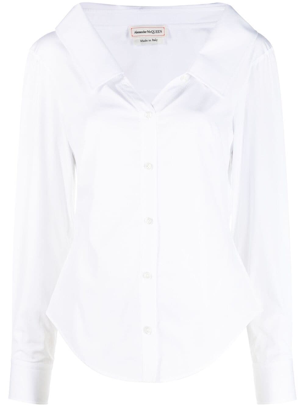 Shop Alexander Mcqueen Wide-neck Cotton Shirt In White