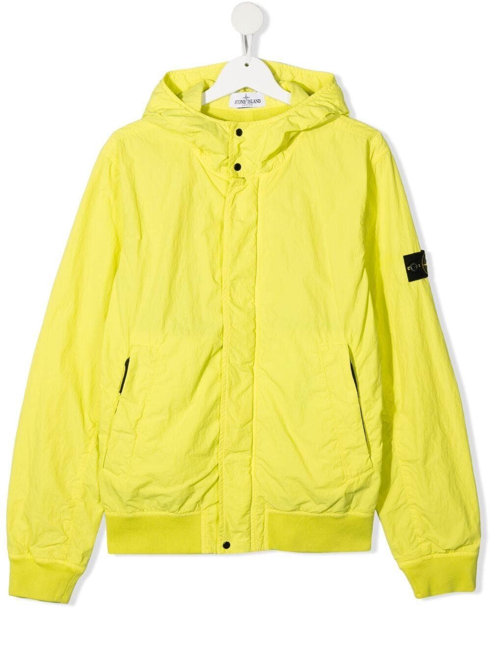 Stone Island Junior Kids' Logo-patch Hooded Jacket In Yellow