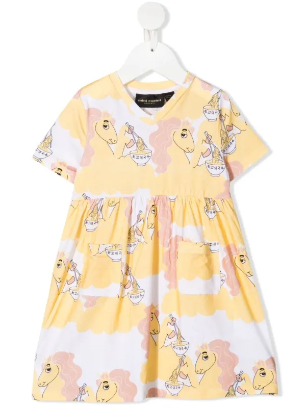 Mini Rodini Unicorn Noodles Print Dress 