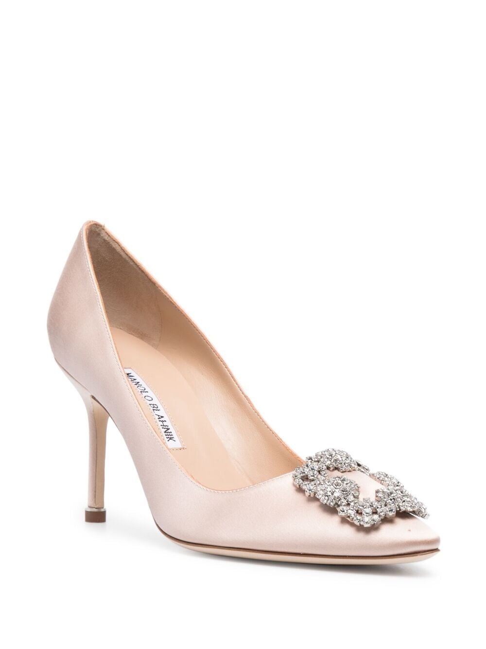 Shop Manolo Blahnik Hangisi 90mm Jewel-buckle Pumps In Pink