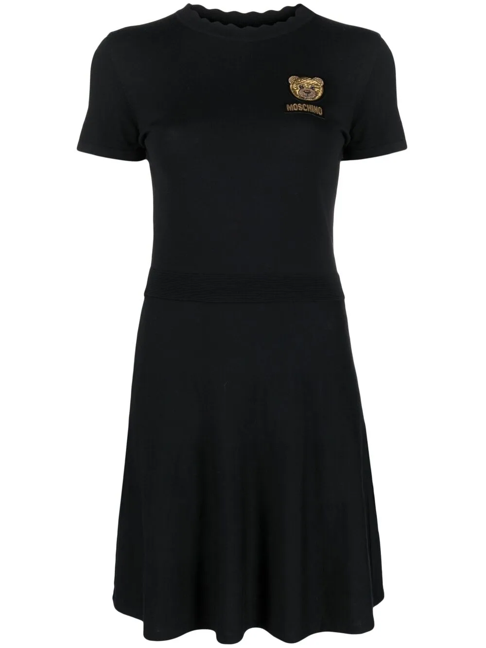 

Moschino teddy motif scallop dress - Black