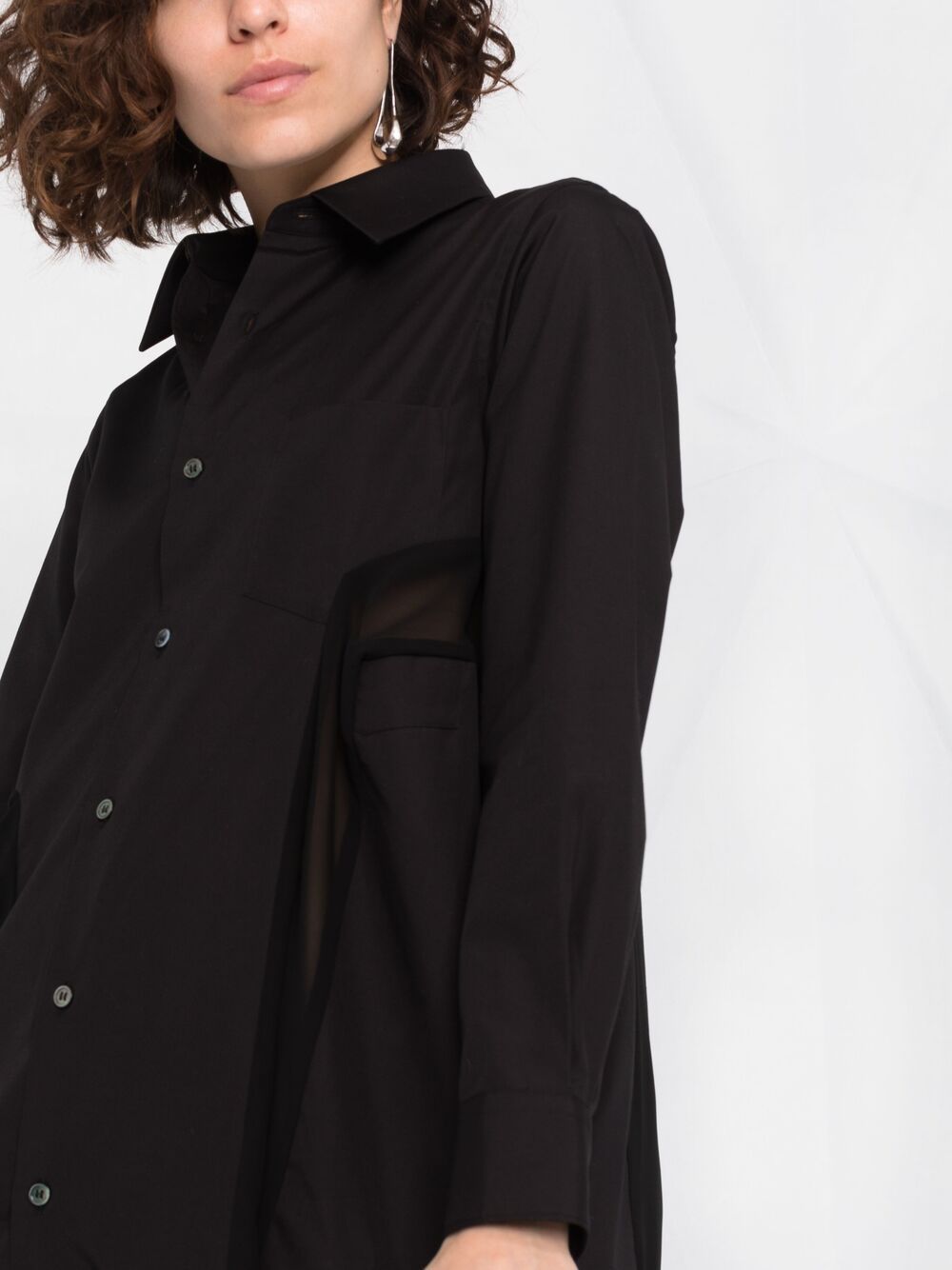 фото Comme des garçons sheer-panelled shirt dress