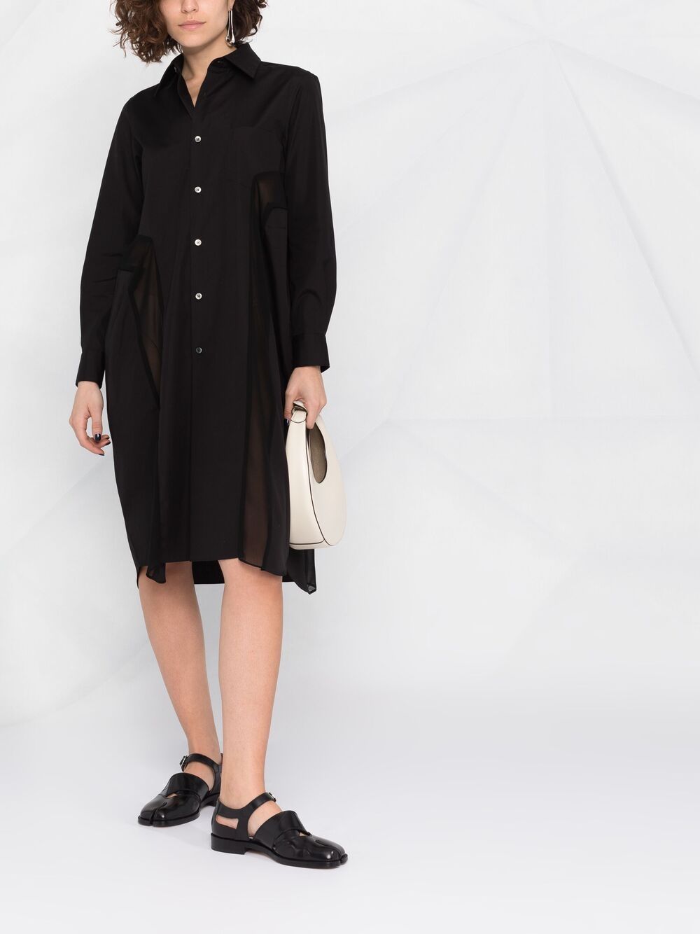 фото Comme des garçons sheer-panelled shirt dress