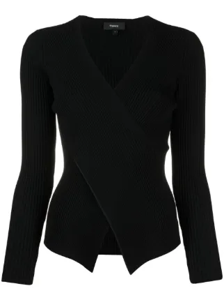 Shop Theory ribbed-knit wrap jumper 