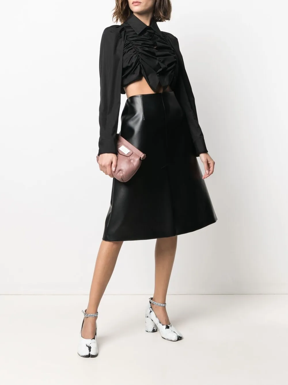 Comme Des Garçons Blouse met ruches - Zwart
