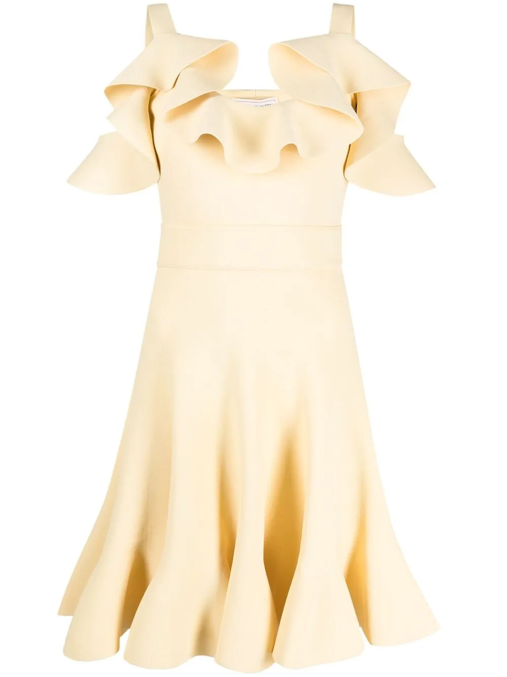 ALEXANDER MCQUEEN COLD-SHOULDER RUFFLE-TRIM MINIDRESS