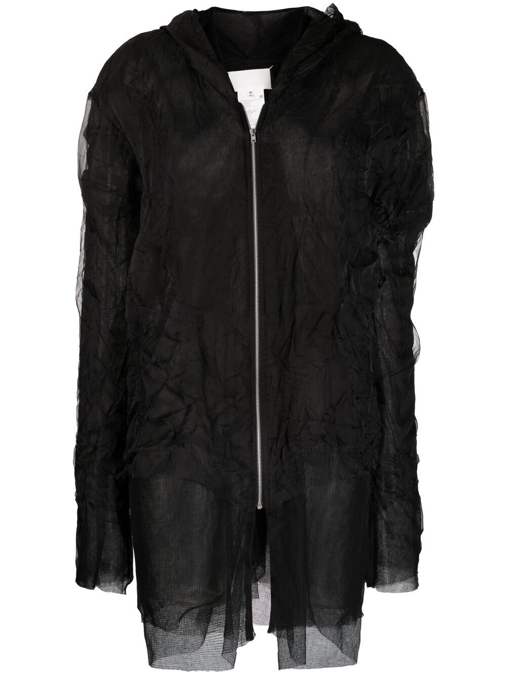 Maison Margiela Crinkle-effect Tulle Hooded Jacket In Black | ModeSens