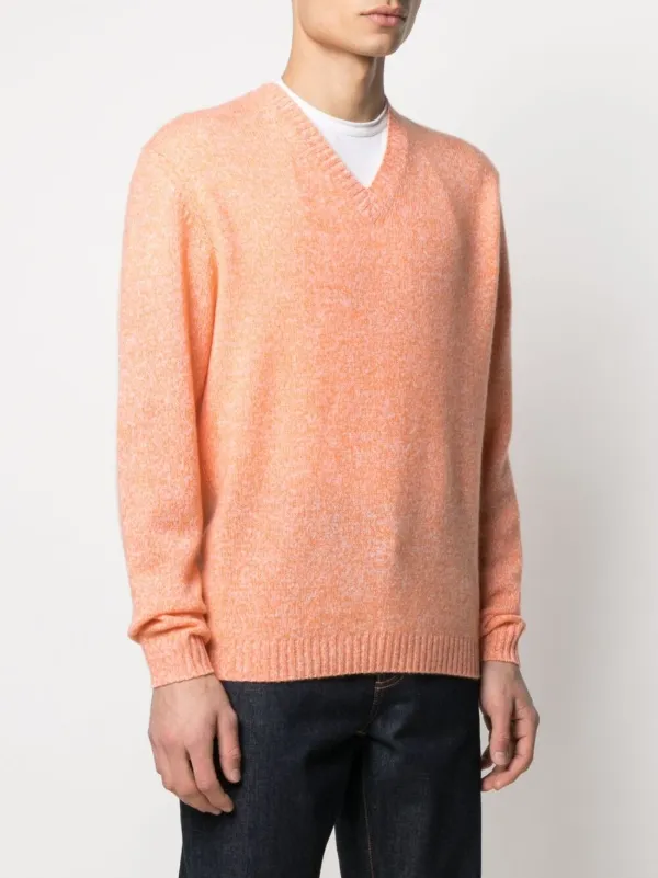 Allude V-Neck Cashmere Jumper - Orange