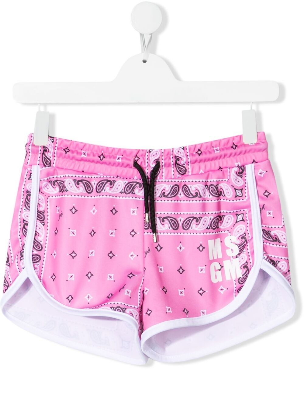 Msgm Teen Paisley Drawstring Shorts In Pink