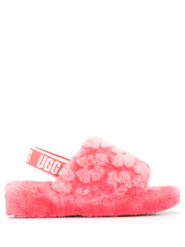 fluffy ugg slides pink