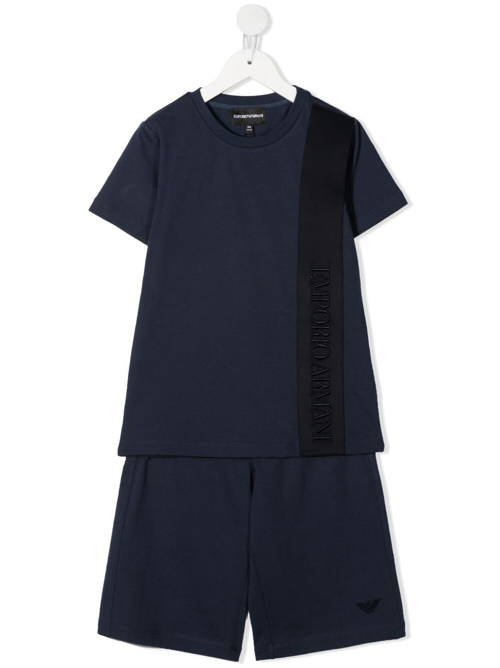 Shop Emporio Armani Logo-embroidered Cotton Tracksuit In Blue