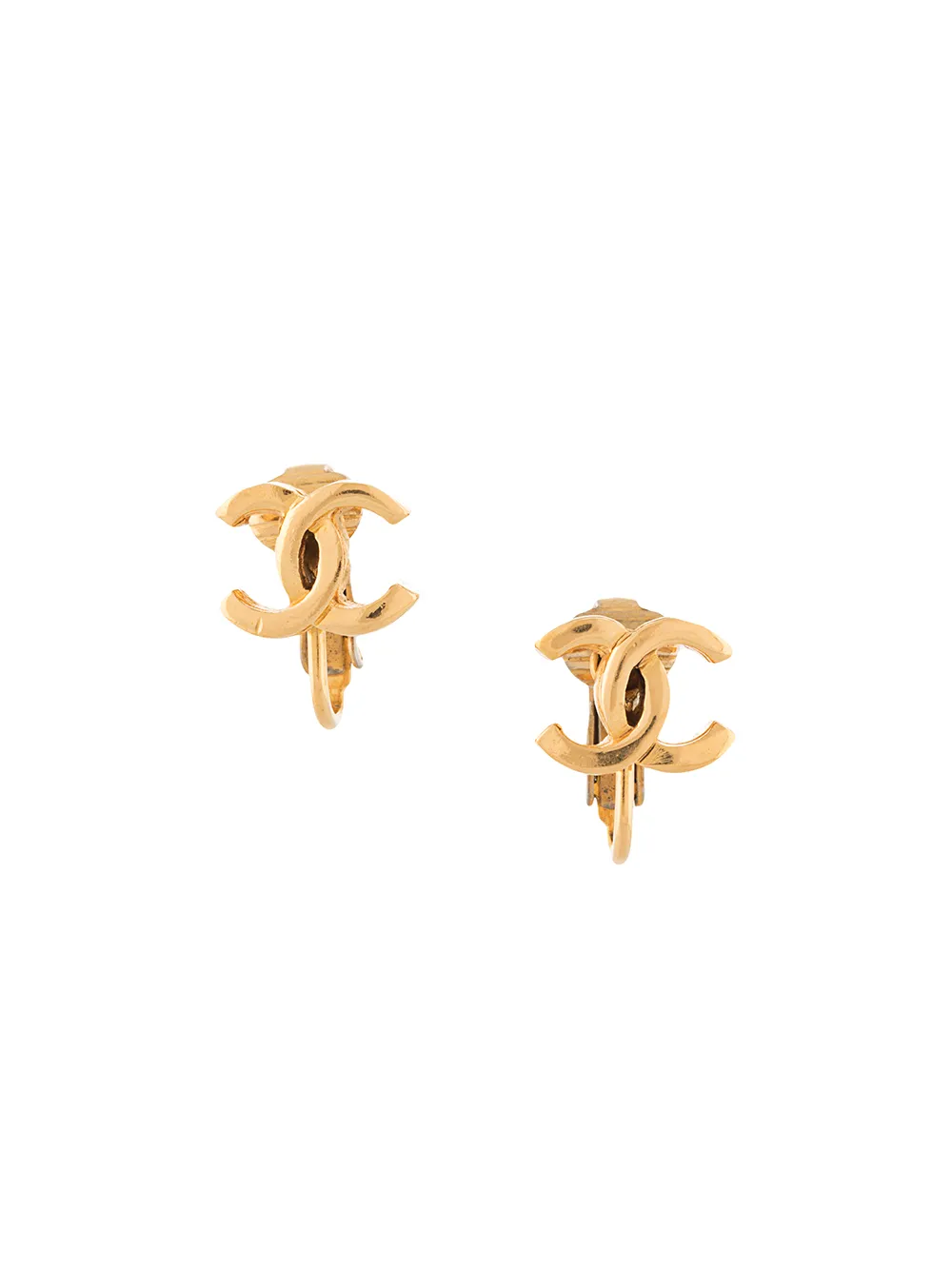 Pre-owned Chanel 1990s Mini Cc Clip-on Earrings In Gold
