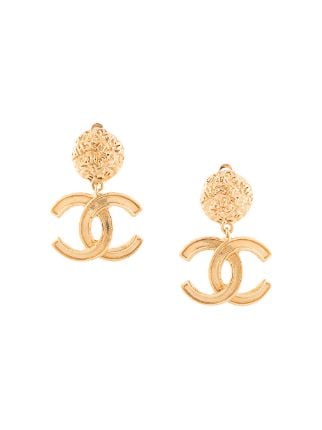 Chanel Pre-owned 1995 CC Dangle Clip-On Earrings - Gold