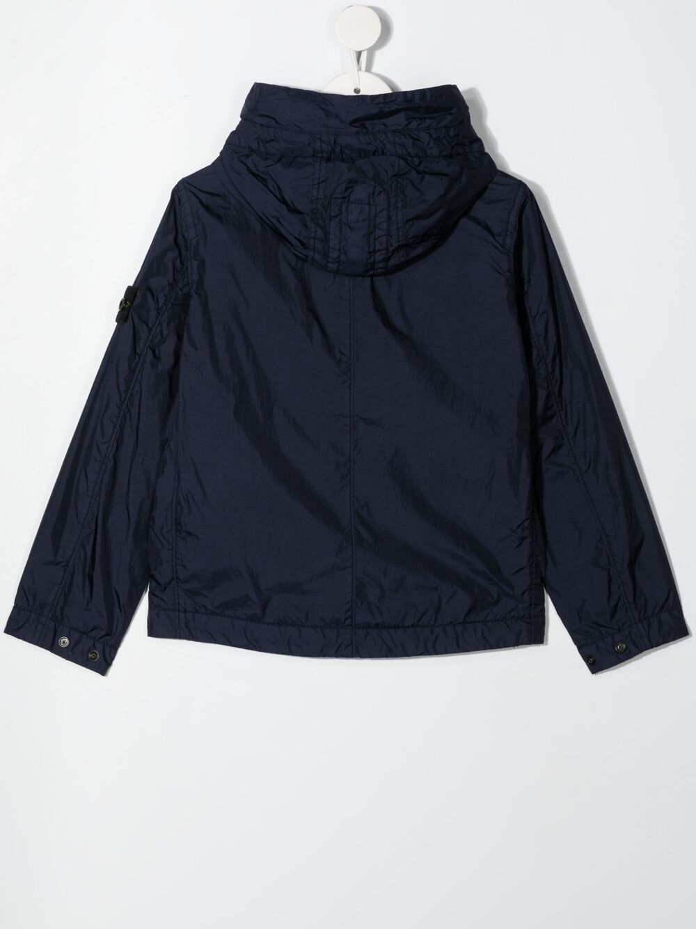 Shop Stone Island Junior Logo-patch Tech Hooded Jacket In Blue