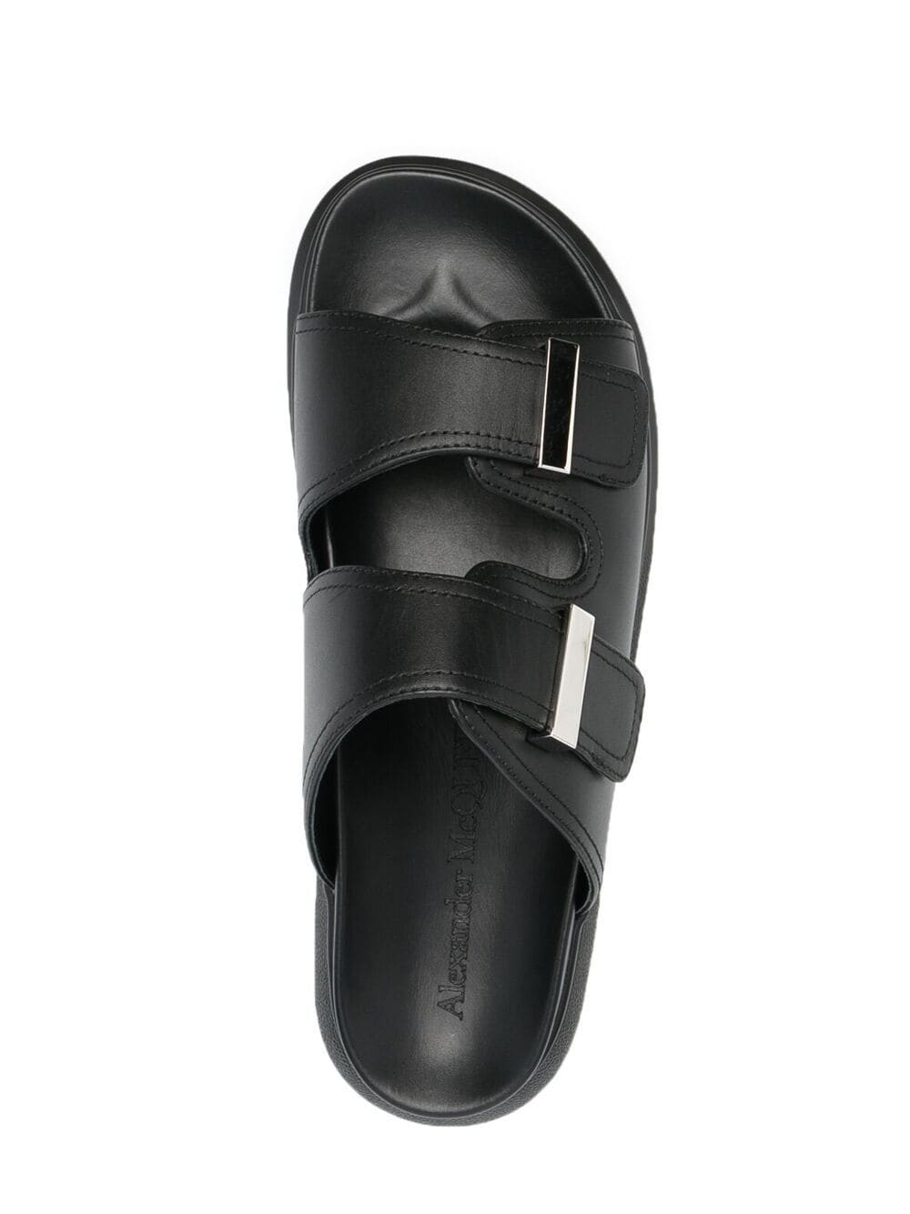 Shop Alexander Mcqueen Oversize Leather Sandals In Black