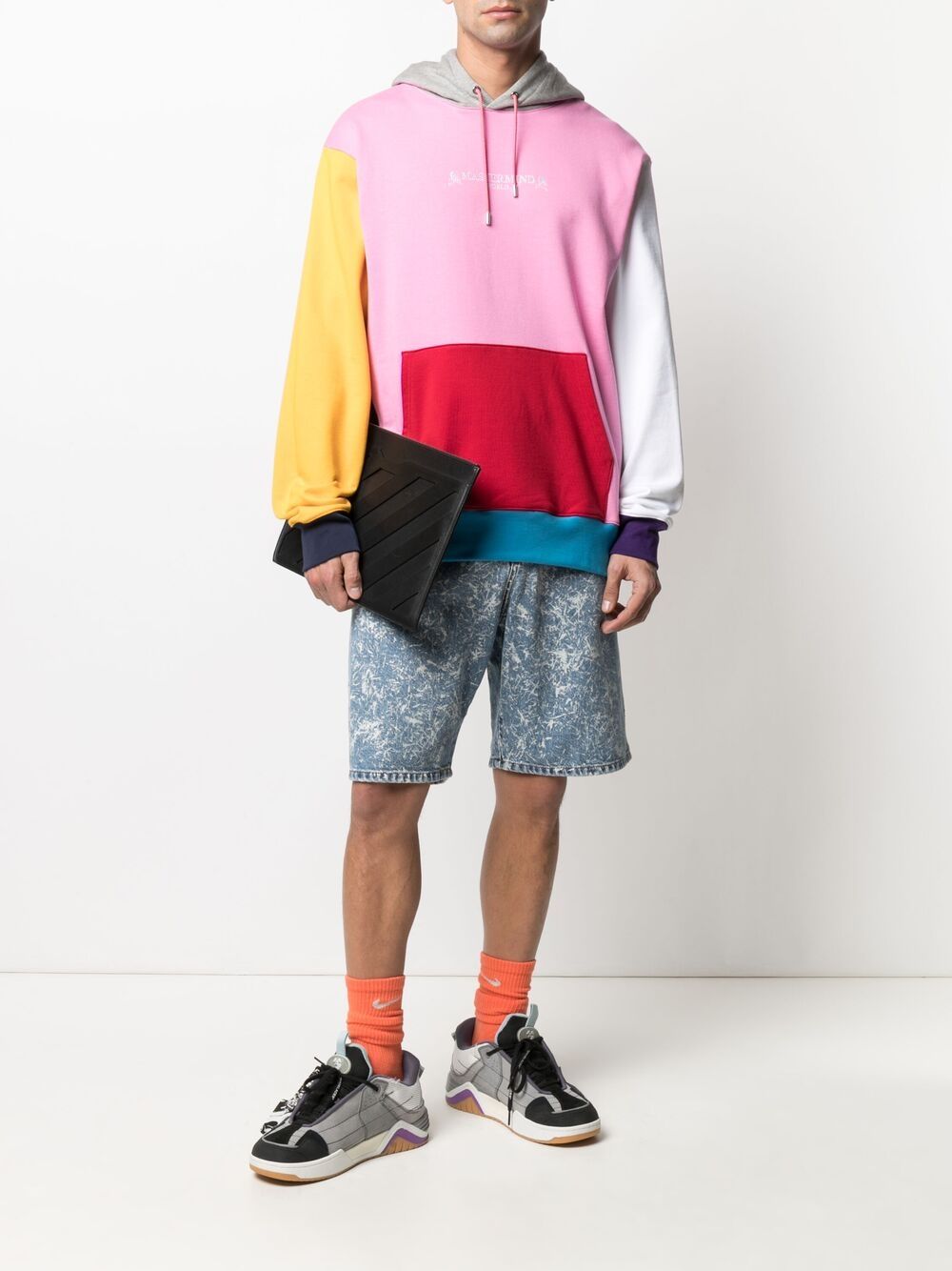 Shop Mastermind Japan Colour-block Hoodie In Pink