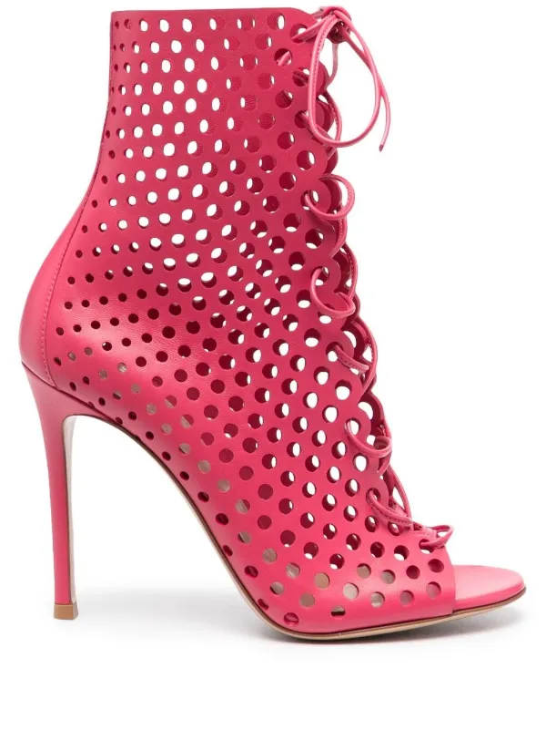 pink open toe booties