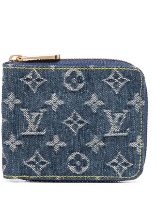 Pre-Owned Louis Vuitton Monogram Denim Mini Zippy Wallet Blue
