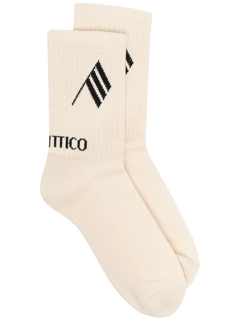 Attico Intarsia-logo Knit Socks In Neutrals
