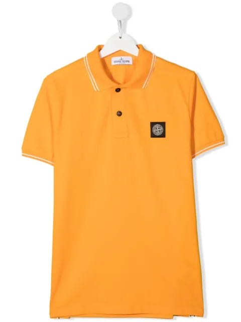 Stone Island Junior قميص بولو بأكمام قصيرة وشارة شعار الماركة