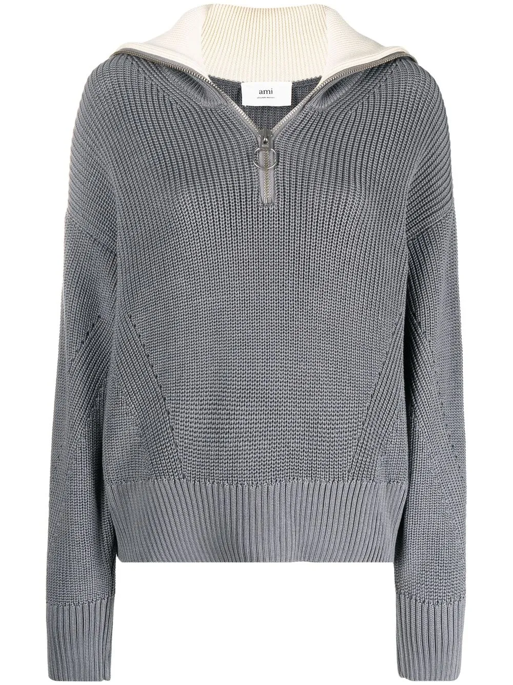 

AMI Paris zip-up knitted jumper - Grey