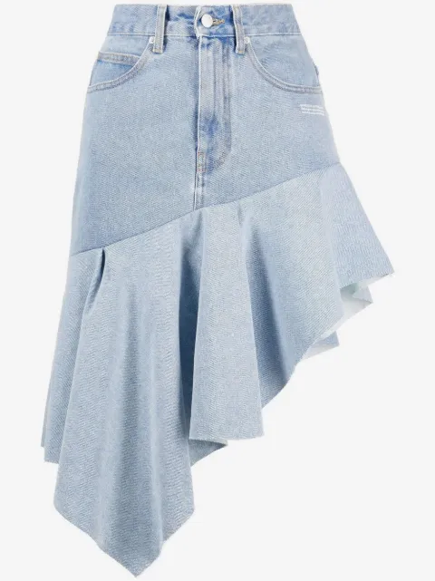 Off-White asymmetric ruffled denim skirt