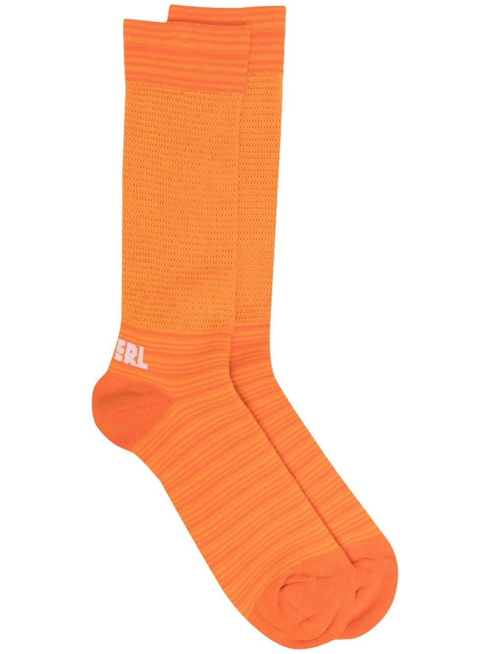 Erl Logo-print Woven Knee-high Socks In Orange