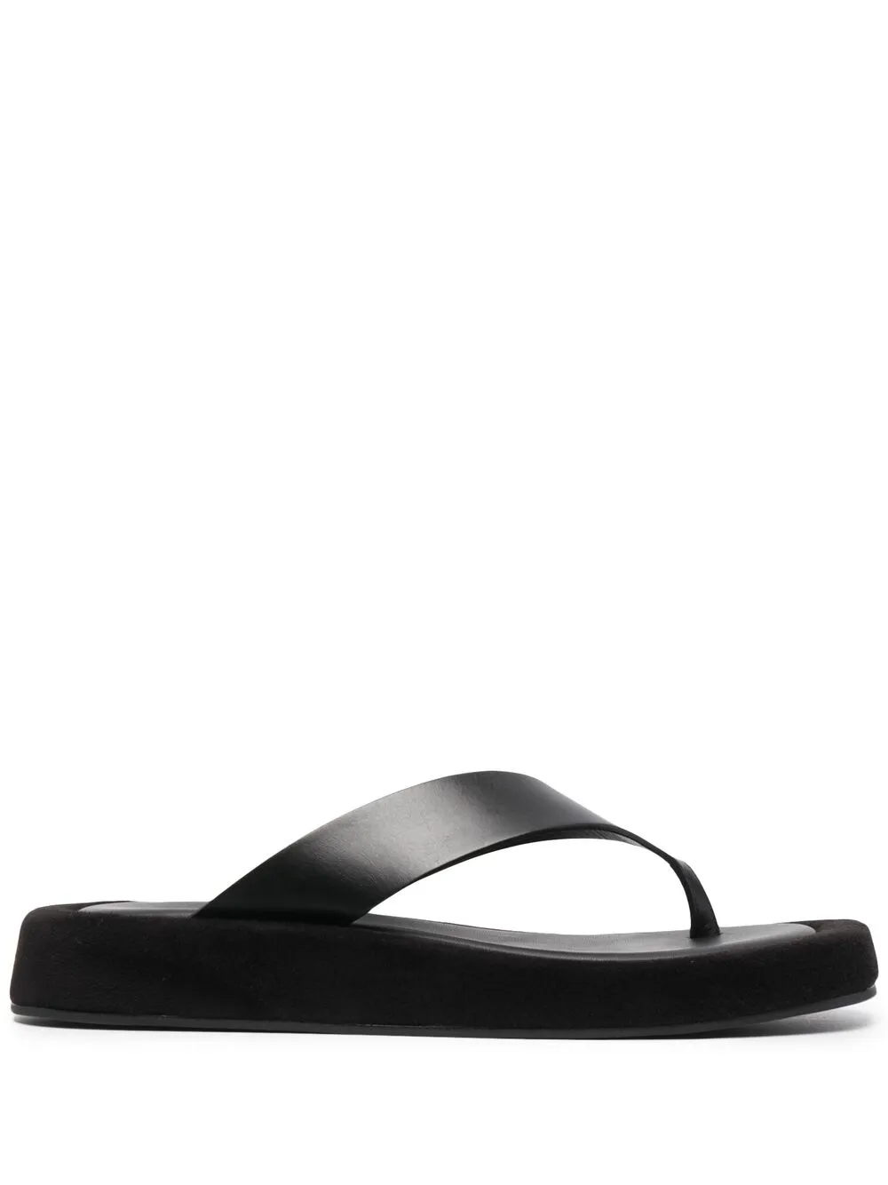 The Row Ginza Leather And Velvet Platform Flip Flops In Schwarz