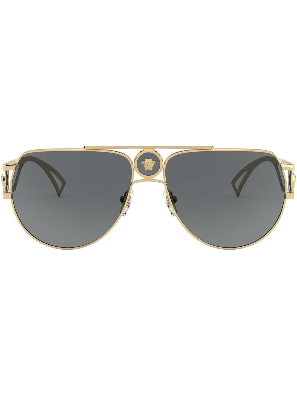 Shop Versace Medusa Pilot-frame Sunglasses In Grey