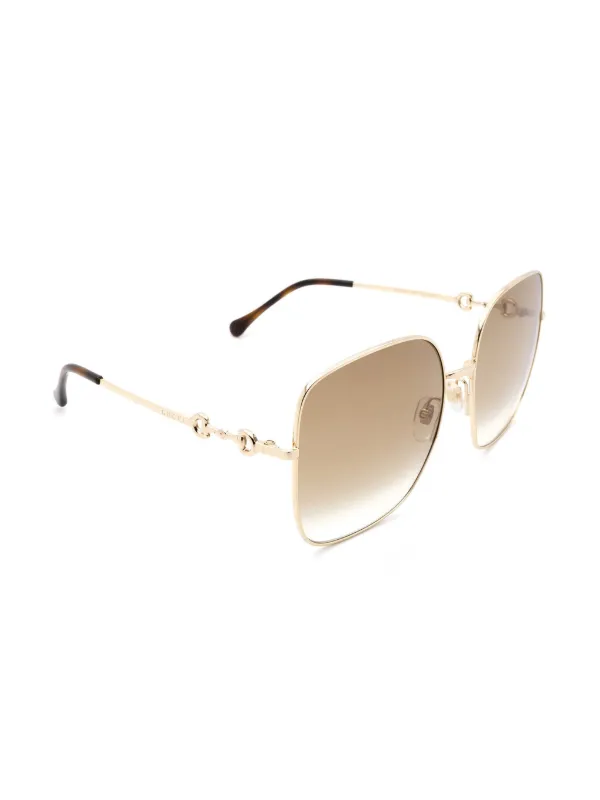 Gucci Eyewear horsebit-embellished Oversized Sunglasses | Gold