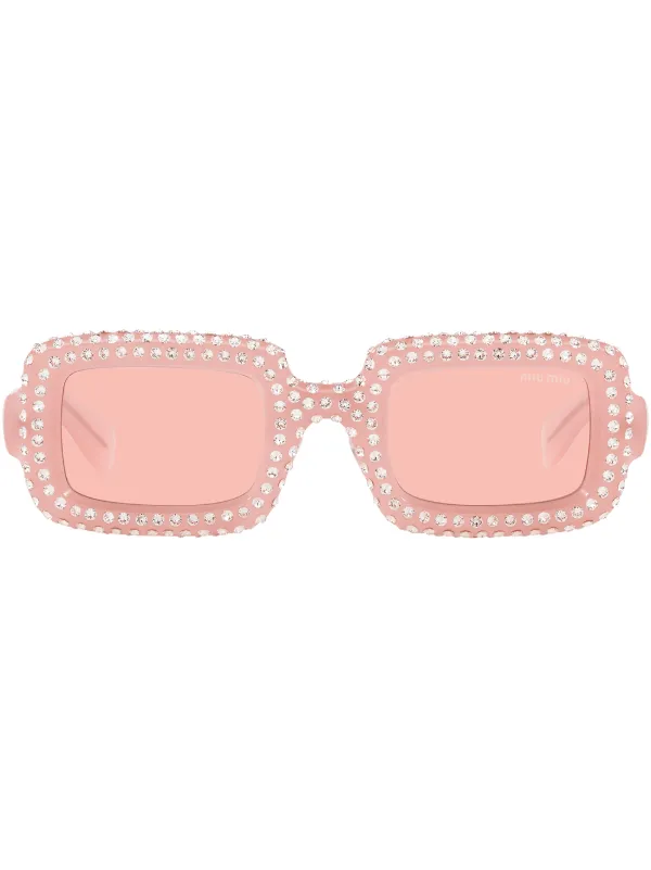 Pink Bling Rectangle Sunglasses