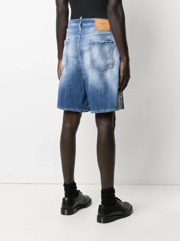 stonewashed distressed denim shorts 
