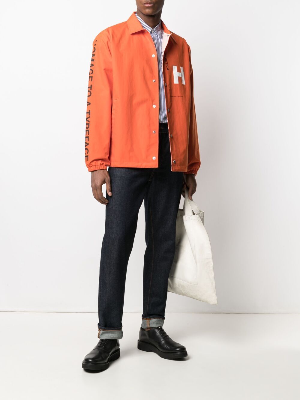 Shop Junya Watanabe Logo-detail Shirt Jacket In Orange