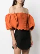 Wandering off-shoulder puff sleeve top