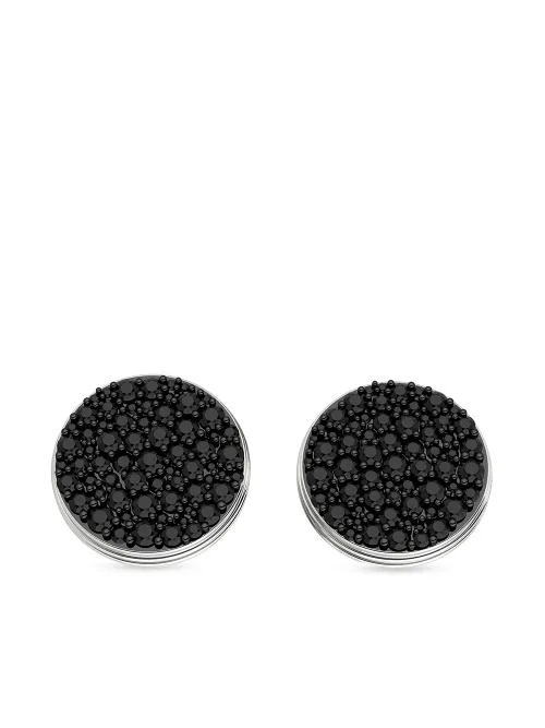 Puces d'oreilles Black Caviar en or blanc 18ct ornées de diamants - ALINKA - Modalova