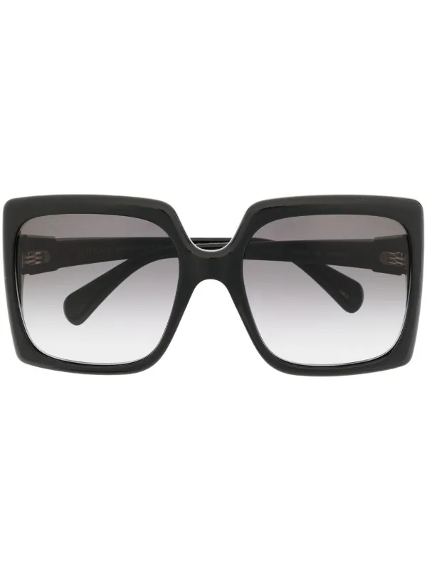 Gucci Black Oversized Square Sunglasses with Gradient Lenses Gucci Emblem Oversized Sunglasses 54mm in Black|Grey  main image 3