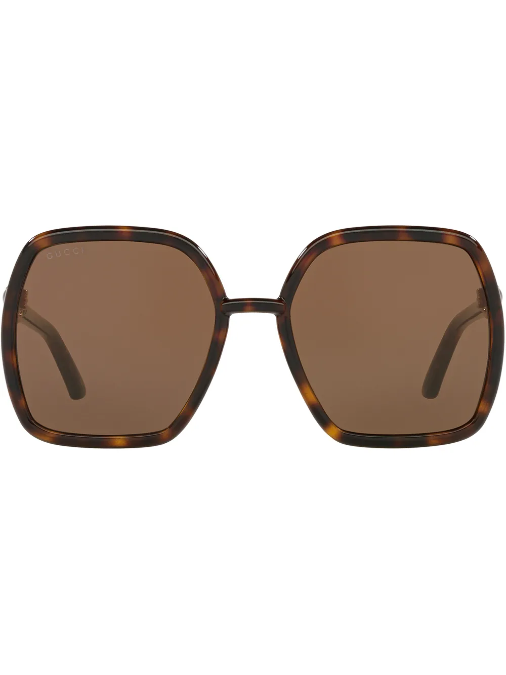 Shop Gucci Eyewear horsebit-embellished oversized sunglasses with Express Delivery - FARFETCH