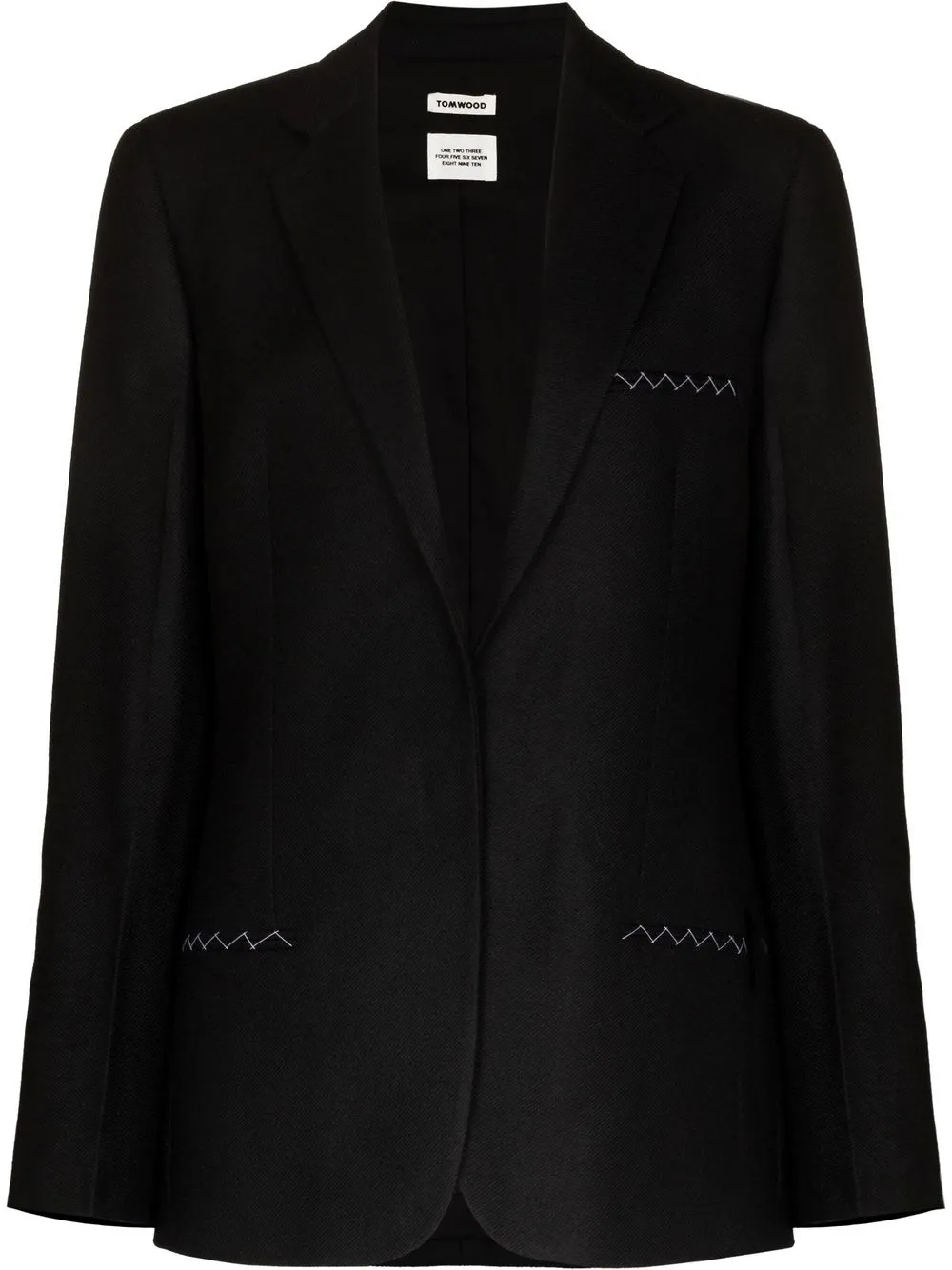 

Tom Wood zig-zag topstitch single-breasted blazer - Black